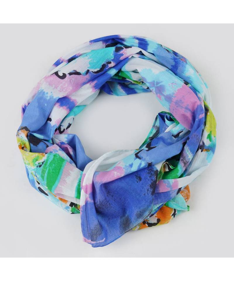 Bali Hai by Pashma  Blue multi floral print design scarf