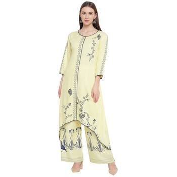 Yellow printed rayon kurtas-and-kurtis 1