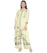 Yellow printed rayon kurtas-and-kurtis