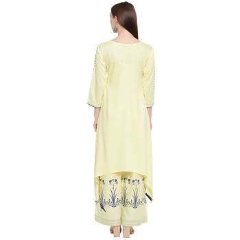 Yellow printed rayon kurtas-and-kurtis 2