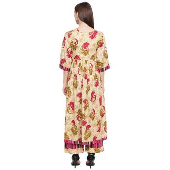 Beige printed rayon kurtas-and-kurtis 2