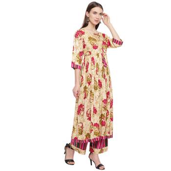 Beige printed rayon kurtas-and-kurtis 3