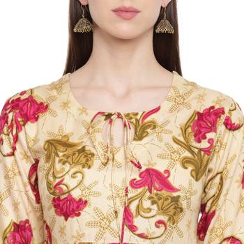 Beige printed rayon kurtas-and-kurtis 5