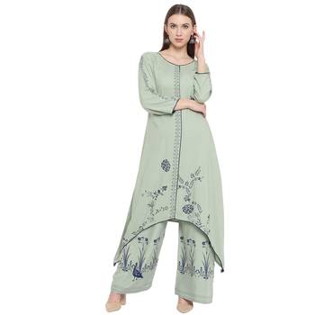 Grey printed rayon kurtas-and-kurtis 1