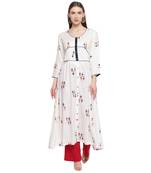 White printed rayon kurtas-and-kurtis