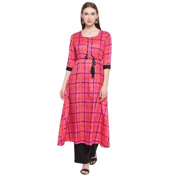 Pink printed rayon kurtas-and-kurtis 1
