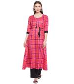 Pink printed rayon kurtas-and-kurtis