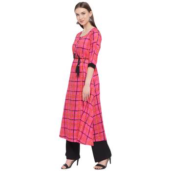 Pink printed rayon kurtas-and-kurtis 4