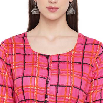 Pink printed rayon kurtas-and-kurtis 5