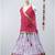 Pink and Blue cotton zigzag lehenga with  halter neck choli and golden lace