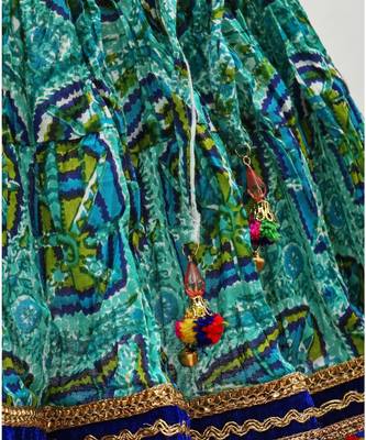 green and yellow cotton lehenga with a contrast  halter neck choli and a golden lace 6