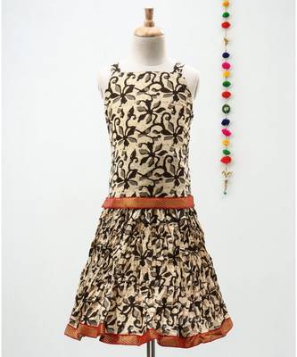grey and black cotton printed lehenga choli 1