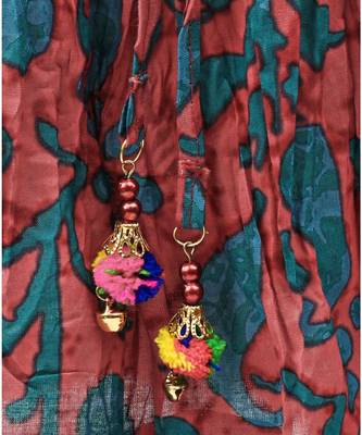 multicolor cotton printed Lehenga with a contrast halter neck choli and a lovely golden  lace 5