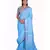 Handcrafted Blue Linen saree with Silver zari border