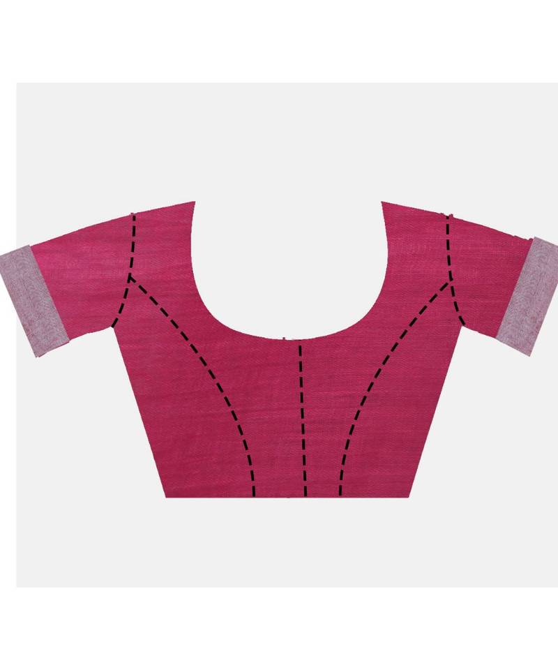 Handcrafted Blue Linen saree with Silver zari border