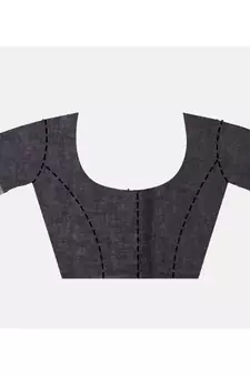 Handcrafted Black Linen saree with Silver zari border