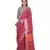 Handcrafted Dark Red Linen saree with Silver zari border