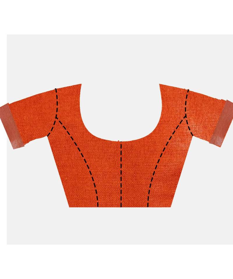 Handcrafted Dark Red Linen saree with Silver zari border