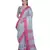 Handcrafted Ash Silver Tissue Linen saree with Pink border