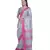 Handcrafted Ash Silver Tissue Linen saree with Pink border