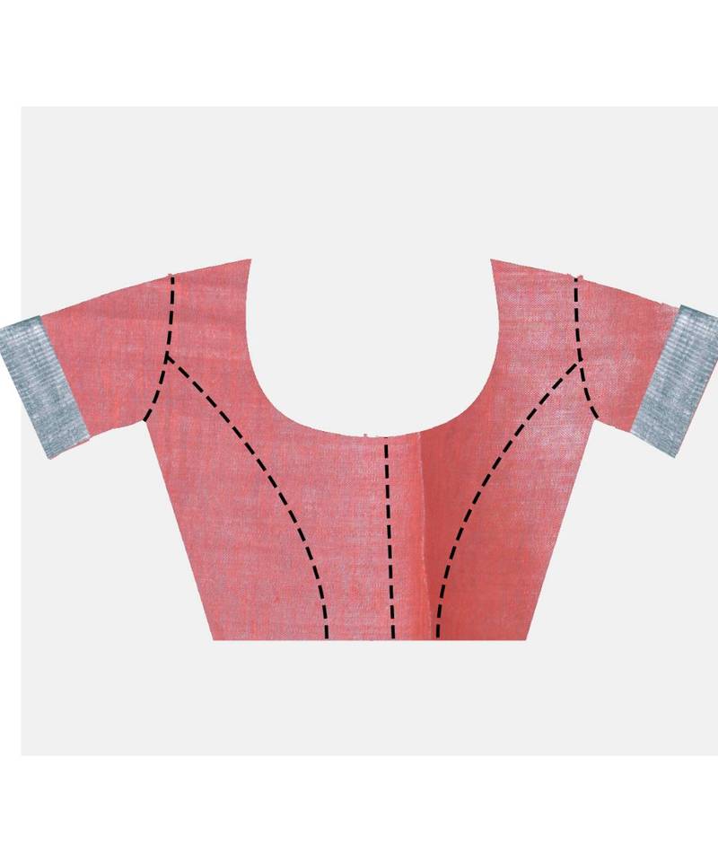 Handcrafted Rust Orange Shade Tissue Linen saree with silver Zari border