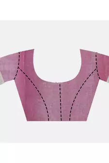 Handcrafted Magenta Tissue Linen saree with silver Zari border
