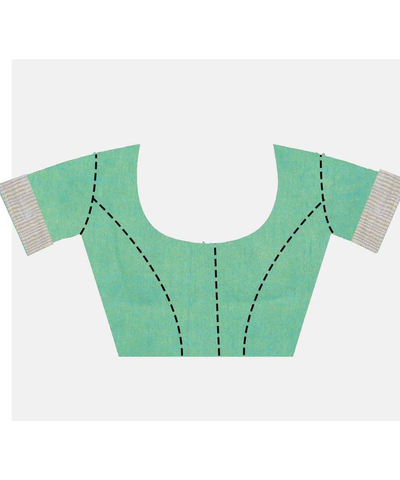 Handcrafted Blue Linen saree with Silver zari border