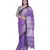 Handcrafted Purple Linen saree with Broad Silver zari border