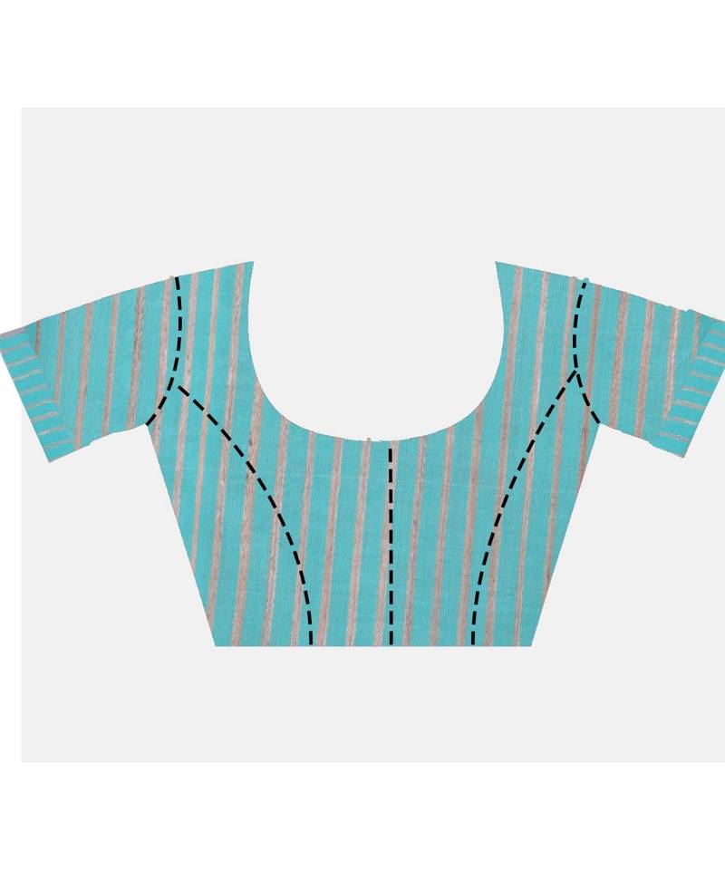 Handcrafted Tussar Ghicha Silk saree with sea green border