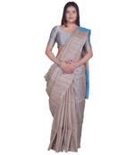 Handcrafted Tussar Ghicha Silk with Blue Shade in Pallu