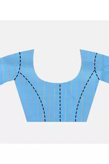 Handcrafted Tussar Ghicha Silk with Light Blue Shade in Pallu