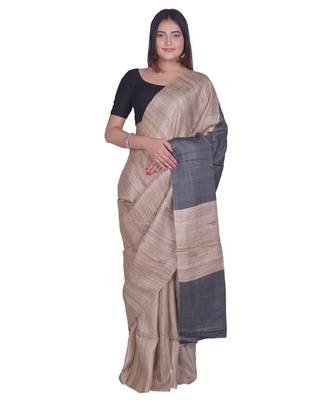 Handcrafted Tussar Ghicha Silk Saree 1