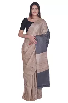 Handcrafted Tussar Ghicha Silk Saree