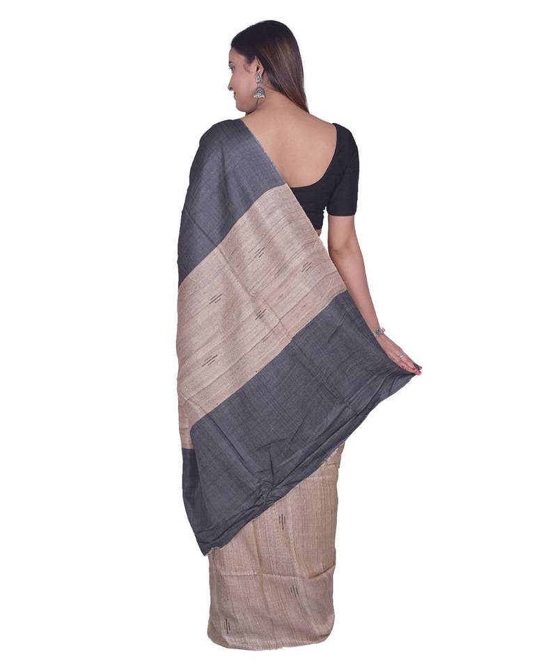 Handcrafted Tussar Ghicha Silk Saree