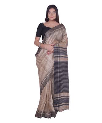 Handcrafted Tussar Ghicha Silk Saree 1