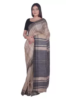 Handcrafted Tussar Ghicha Silk Saree