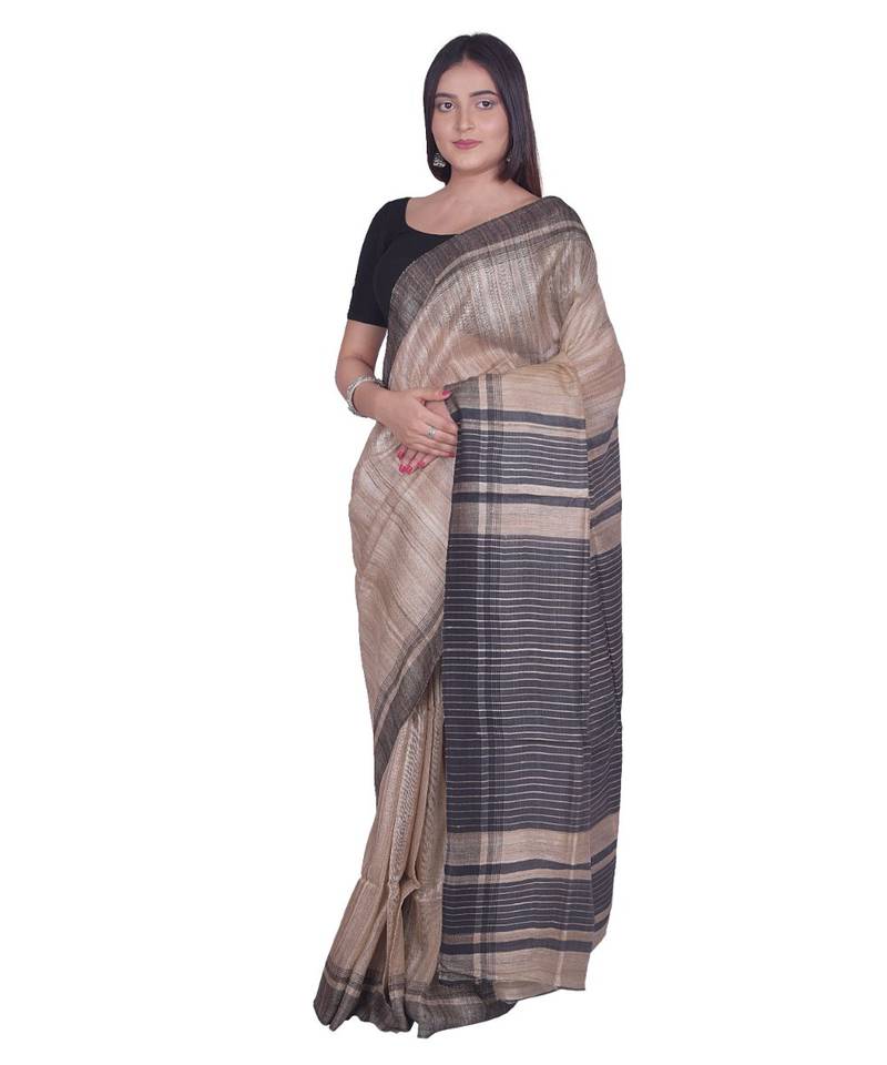 Handcrafted Tussar Ghicha Silk Saree