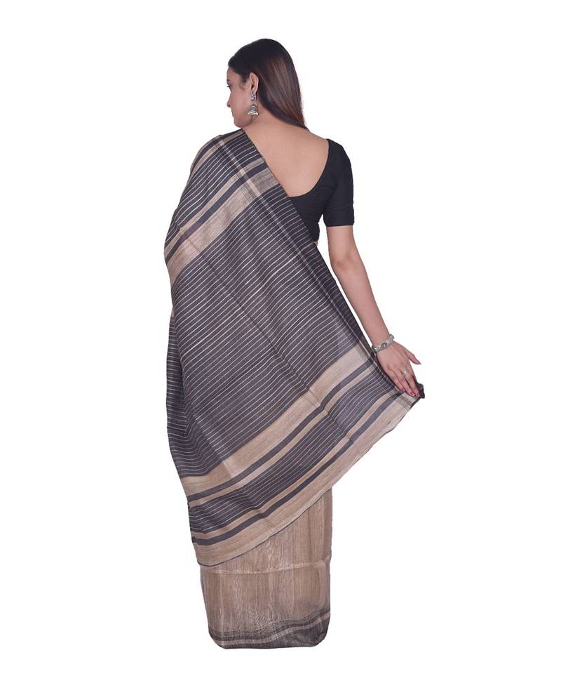 Handcrafted Tussar Ghicha Silk Saree