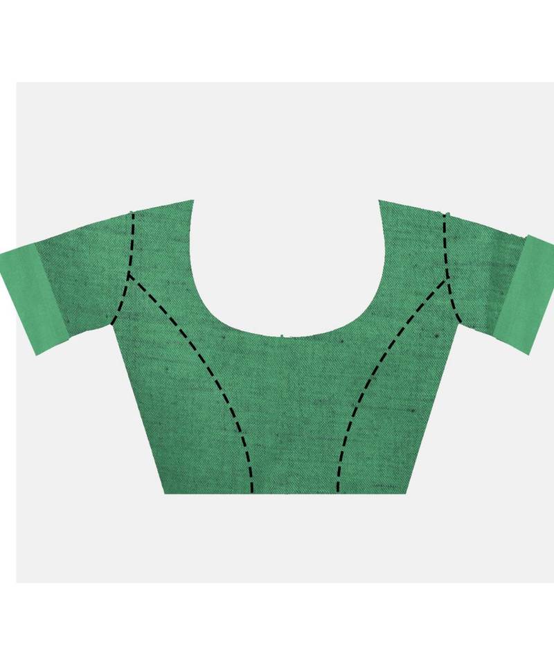 Handcrafted  Grey Linen saree with contrast Green  border