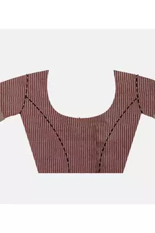 Handcrafted  Dark Maroon Shade Linen saree with golden zari border