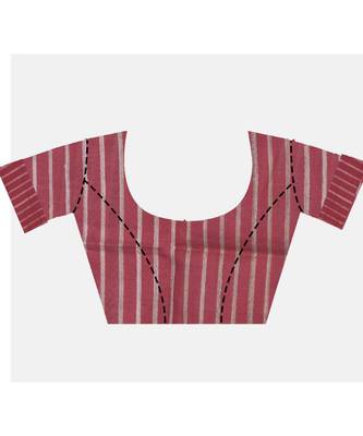 Handcrafted Tussar Ghicha Silk with Red Border 4