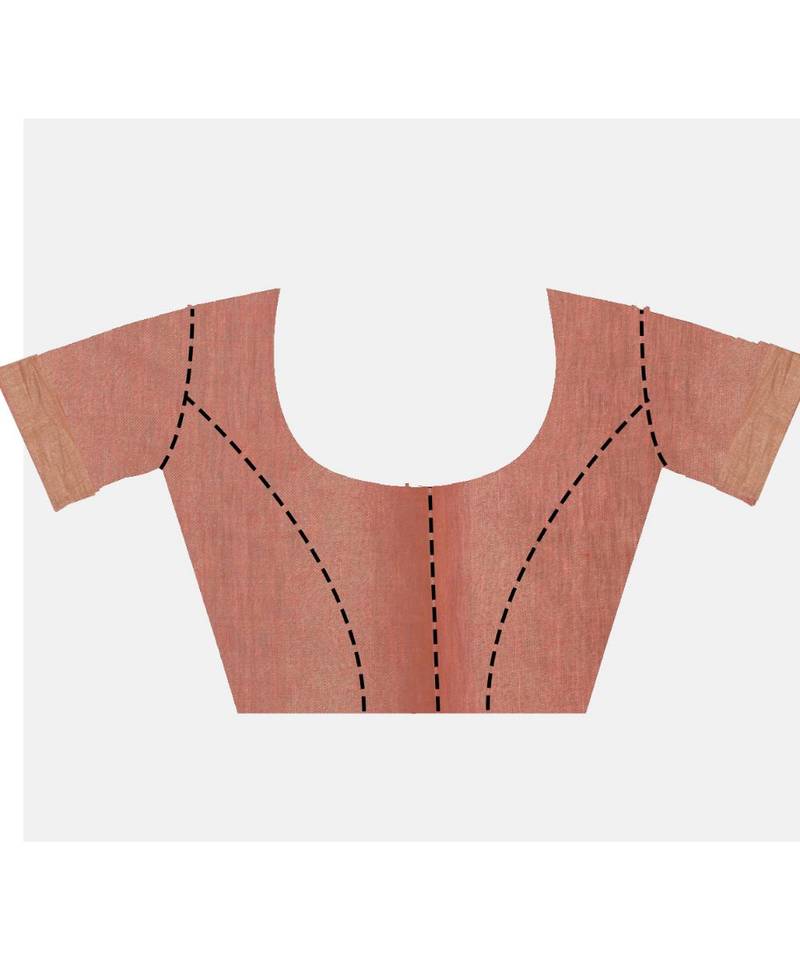 Handcrafted Salmon Orange shade Tissue Linen saree