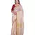 Handcrafted Cream Linen Saree with Golden Zari Border