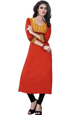 Red printed cotton kurti 1