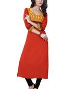 Red printed cotton kurti