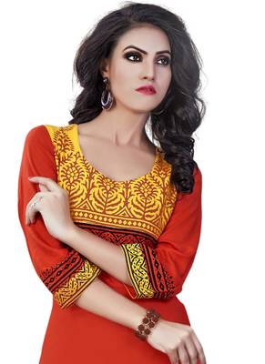 Red printed cotton kurti 2