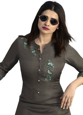 Grey printed Crepe kurti 2