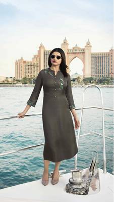 Grey printed Crepe kurti 4