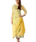 Yellow printed Georgette kurti