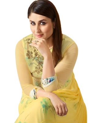 Yellow printed Georgette kurti 2